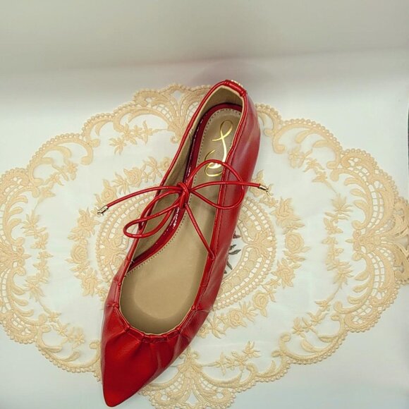 The Bright Red Sam Edelman Bri Tie Flat - Picture 3 of 4